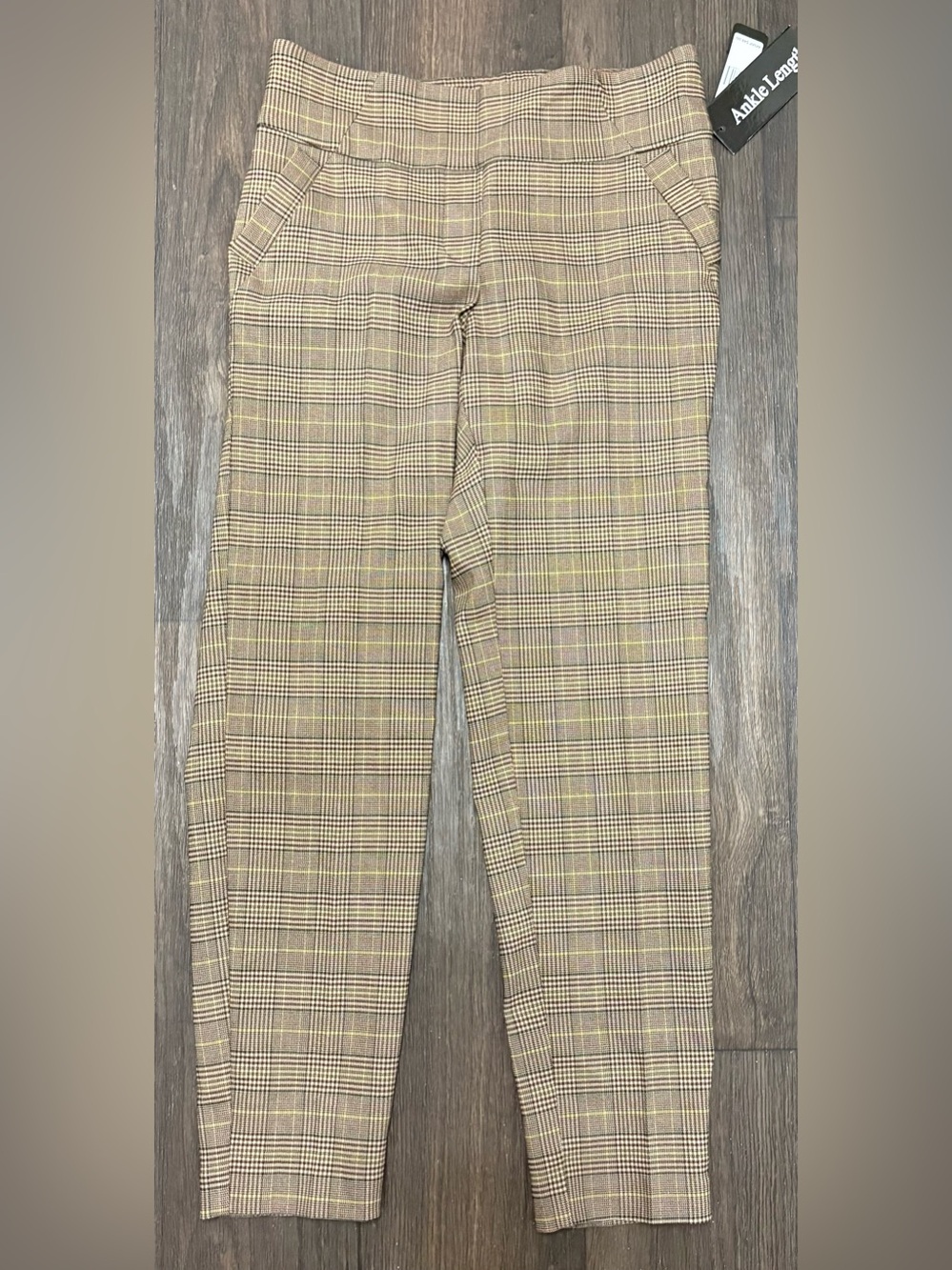 SOHO Apparel Ltd Plaid Ankle Pants Brown Checkered Slim Fit Size M